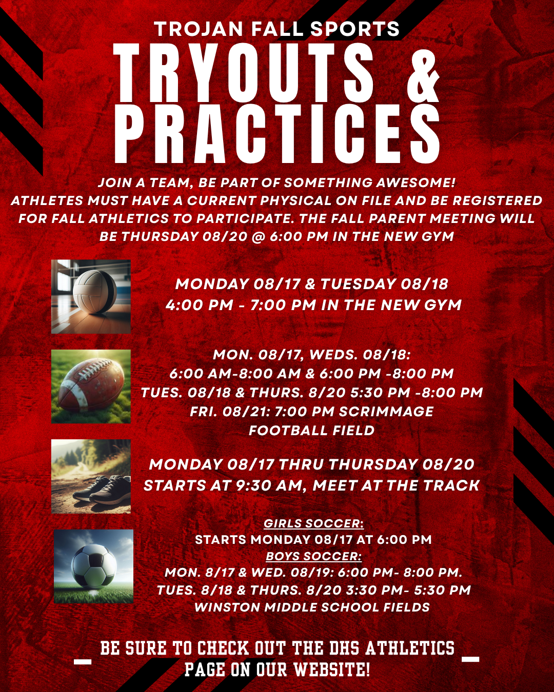 Upcoming Tryouts and Practices 