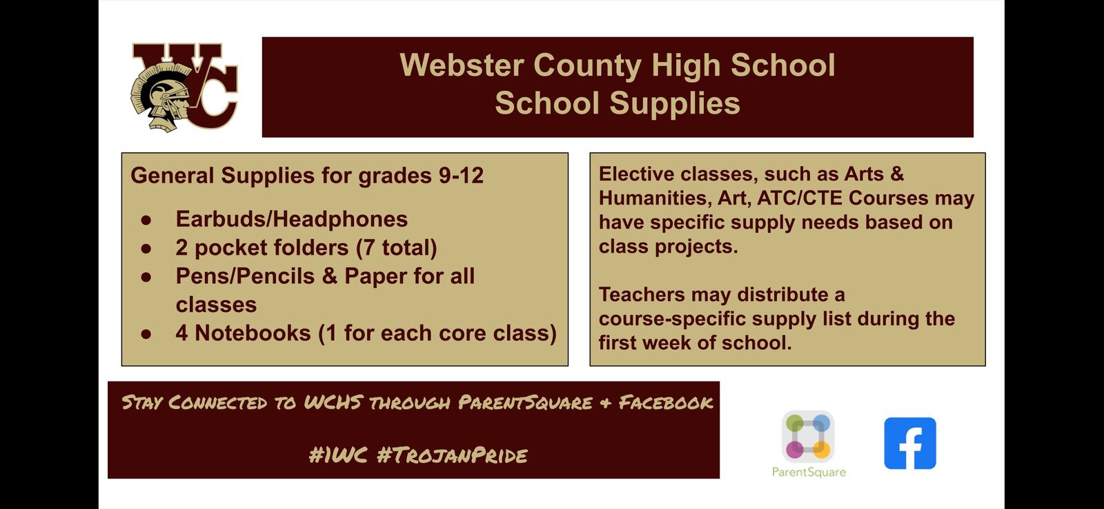 WCHS General School Supplies