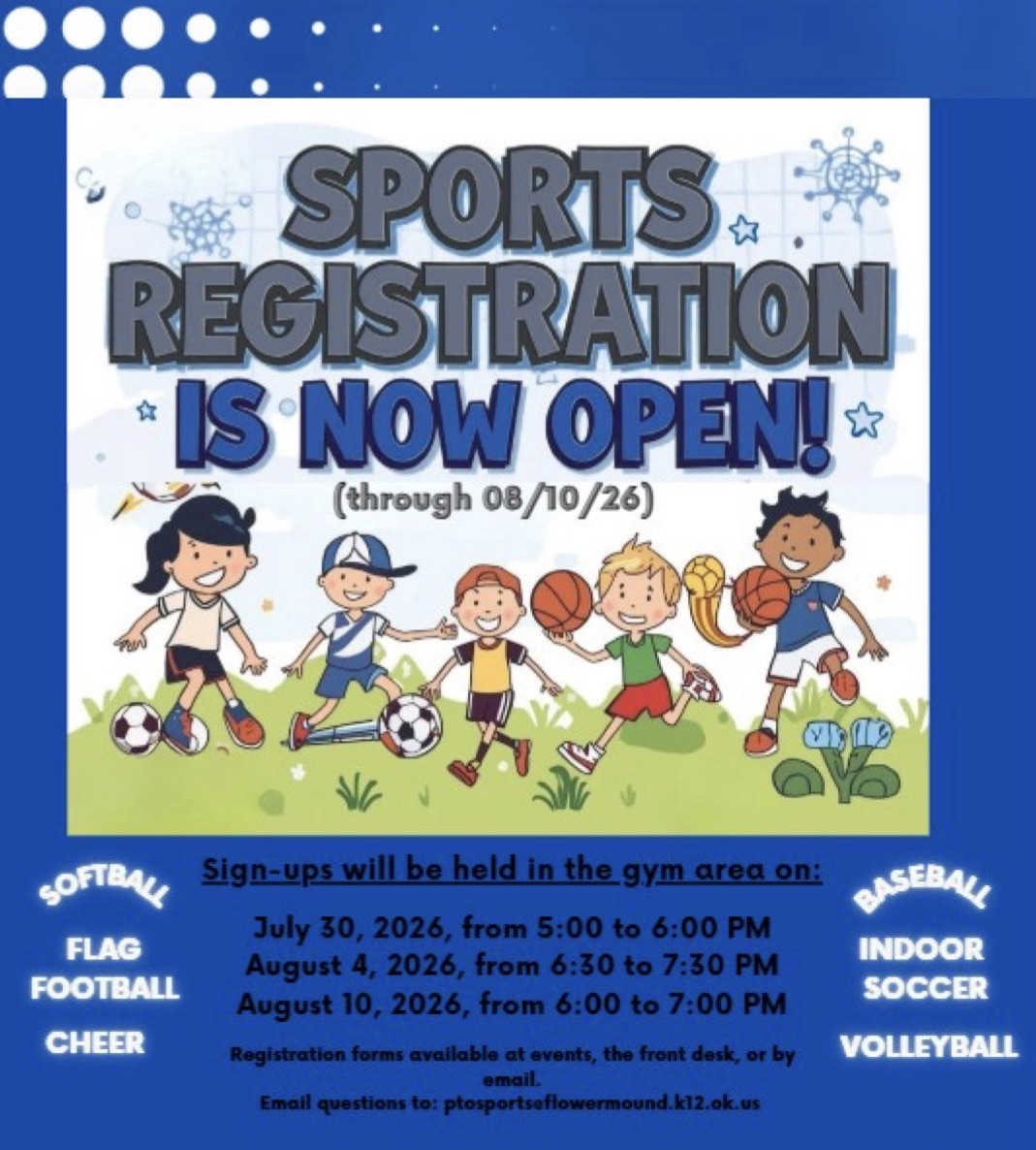 PTO Spring Sports Sign-ups Information 
