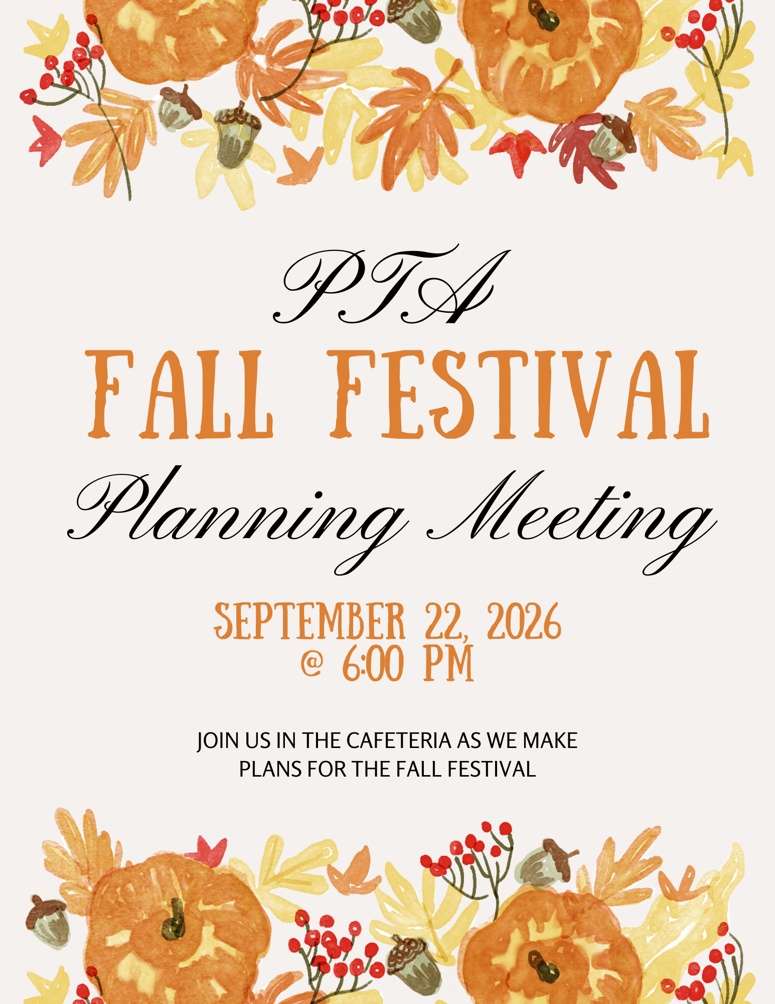PTA Meeting - Tuesday - 9/22/26
