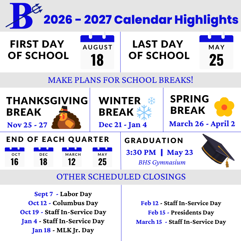 2026-2027 Calendar Highlights