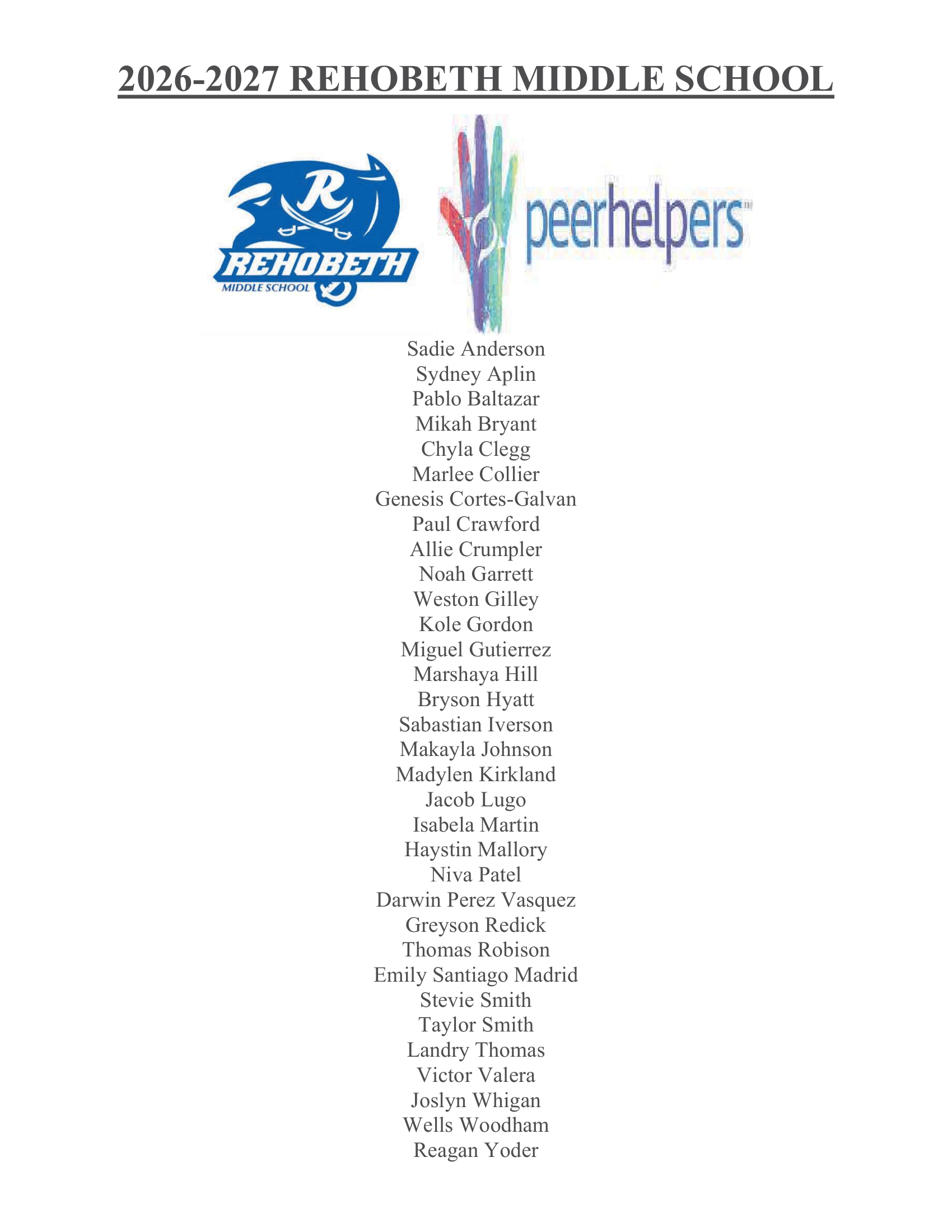 2026-2027 RMS Peer Helpers