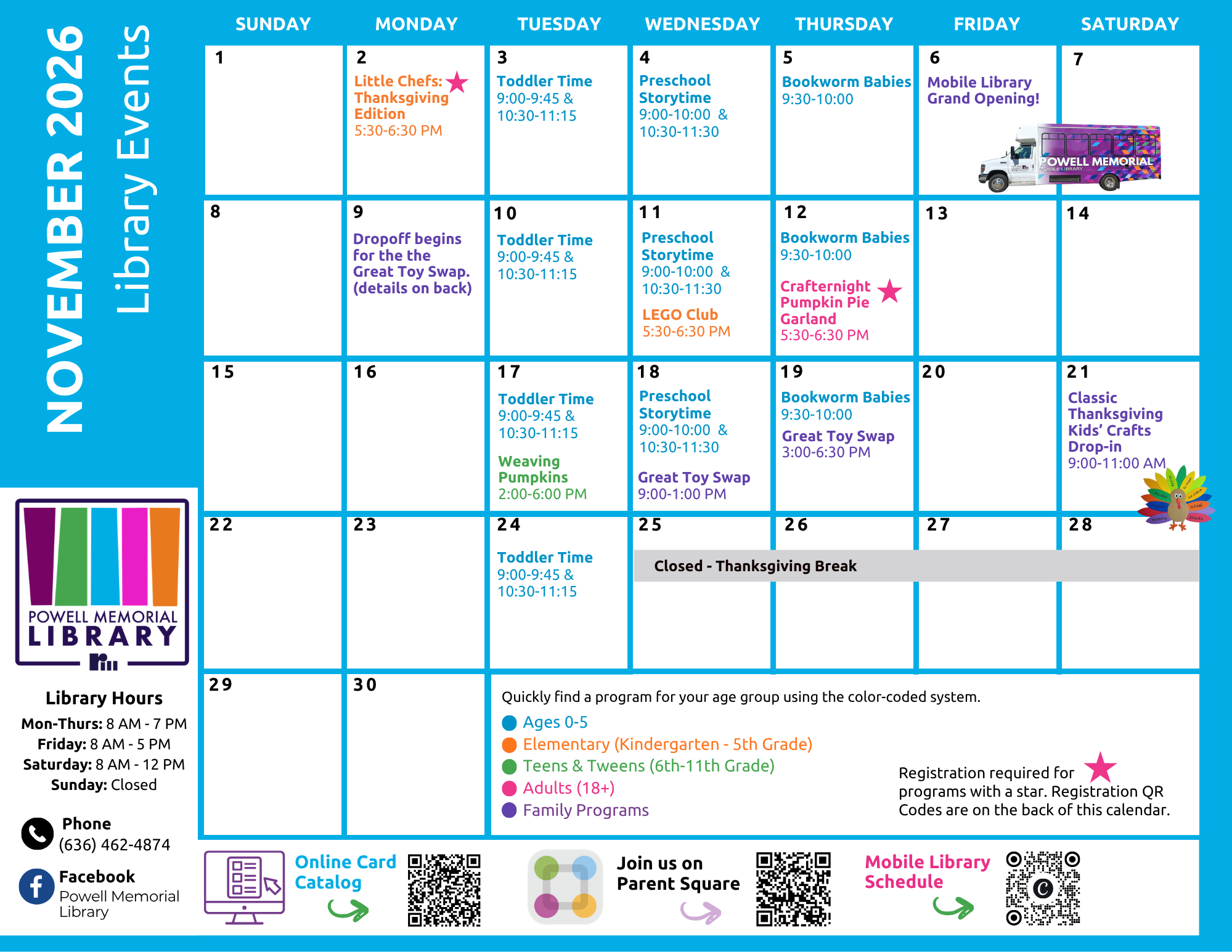 November Programming Calendar