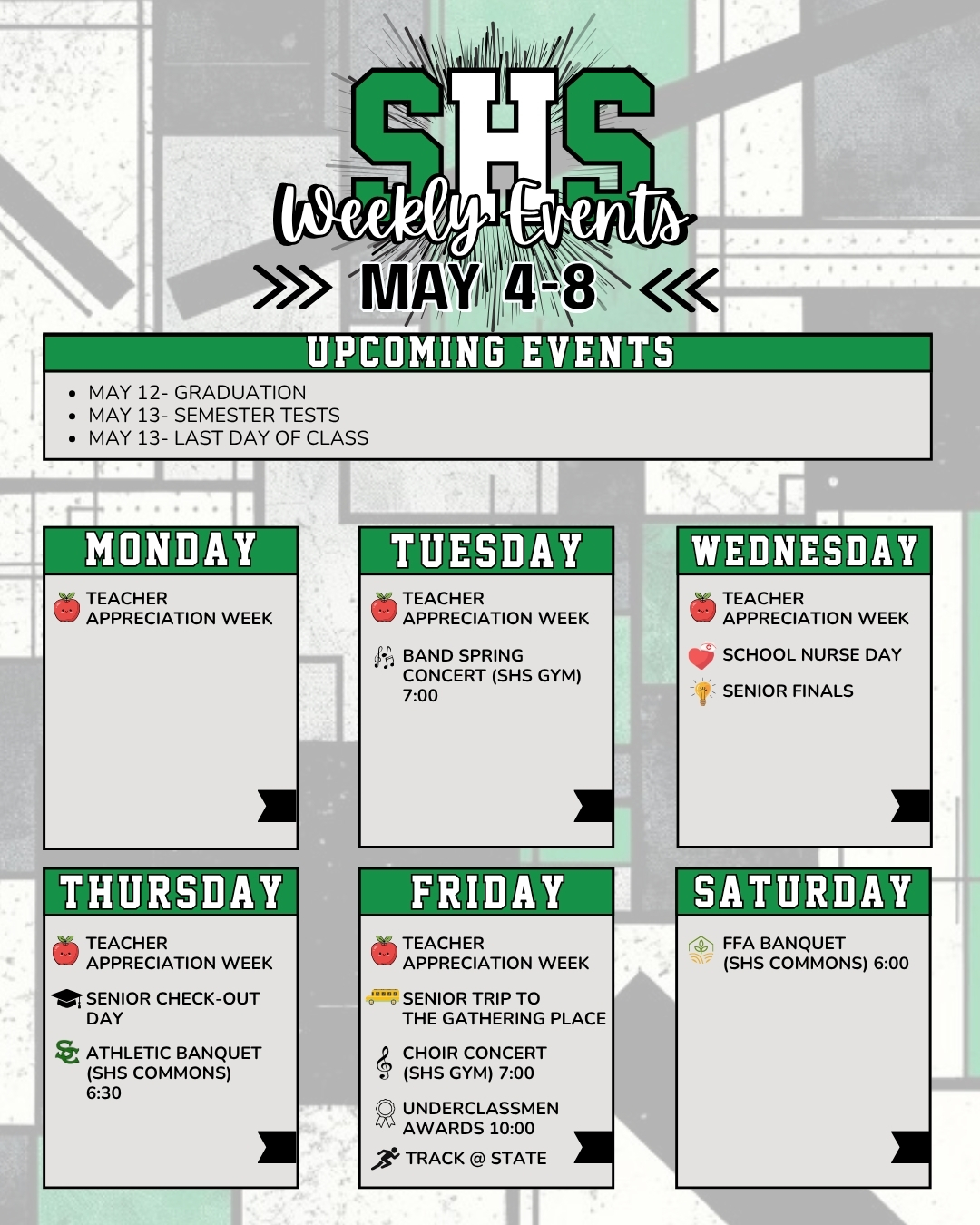 SHS EVENTS (WEEK OF MAY 4)