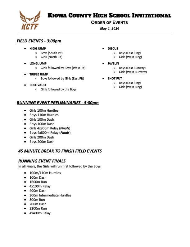Announcements Friday, May 1st: 