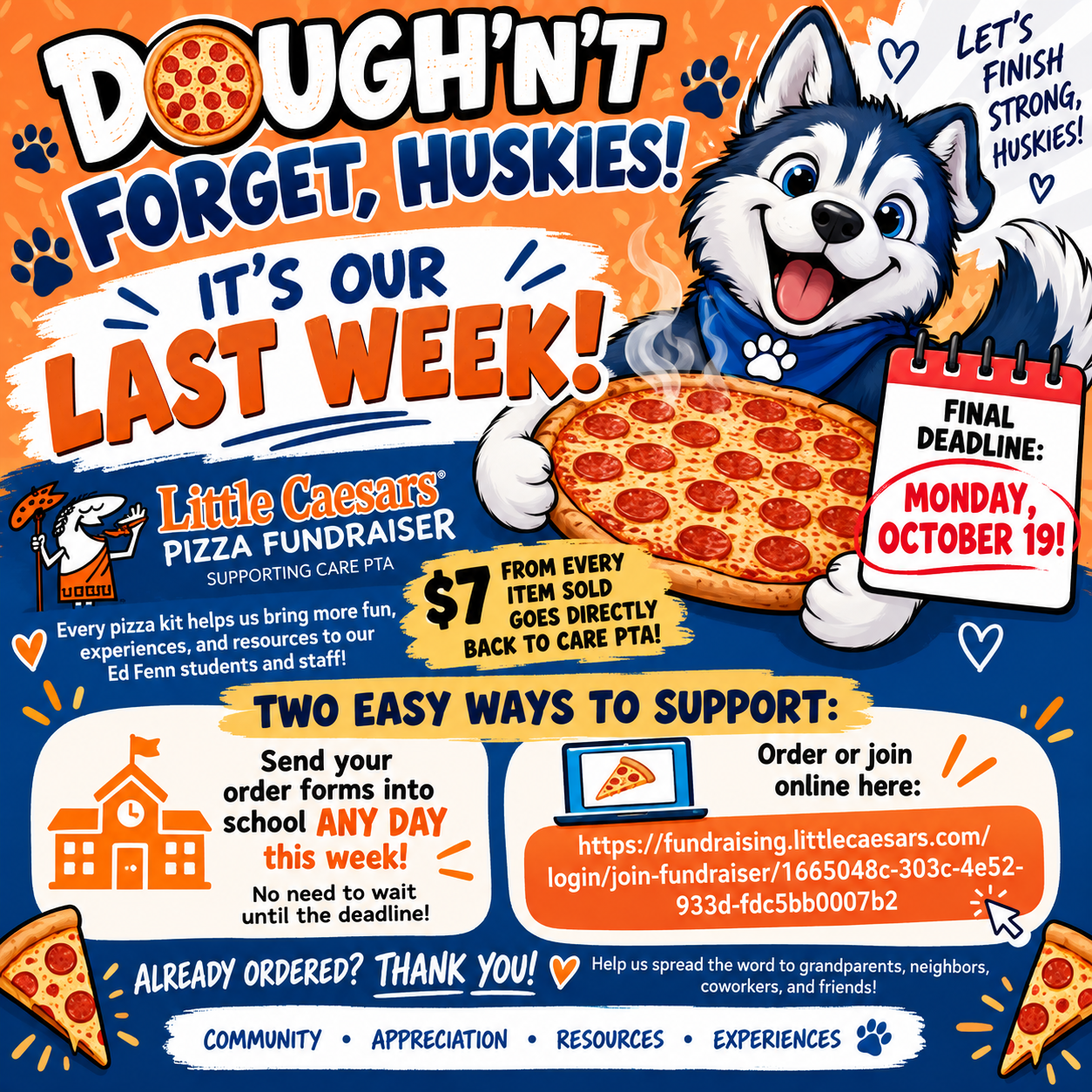 CARE Pizza Fundraiser Reminder!