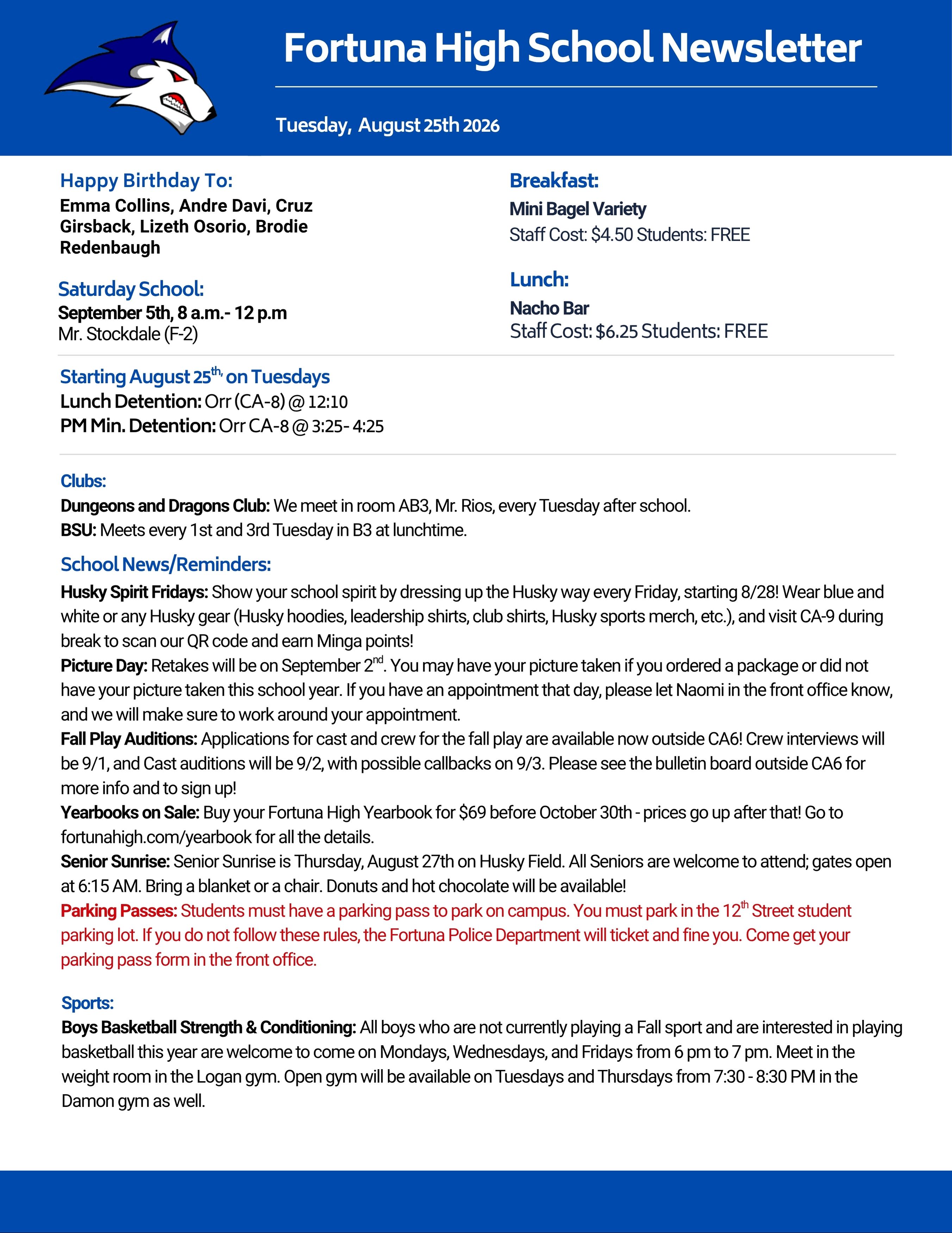 Bulletin 08/25/2026