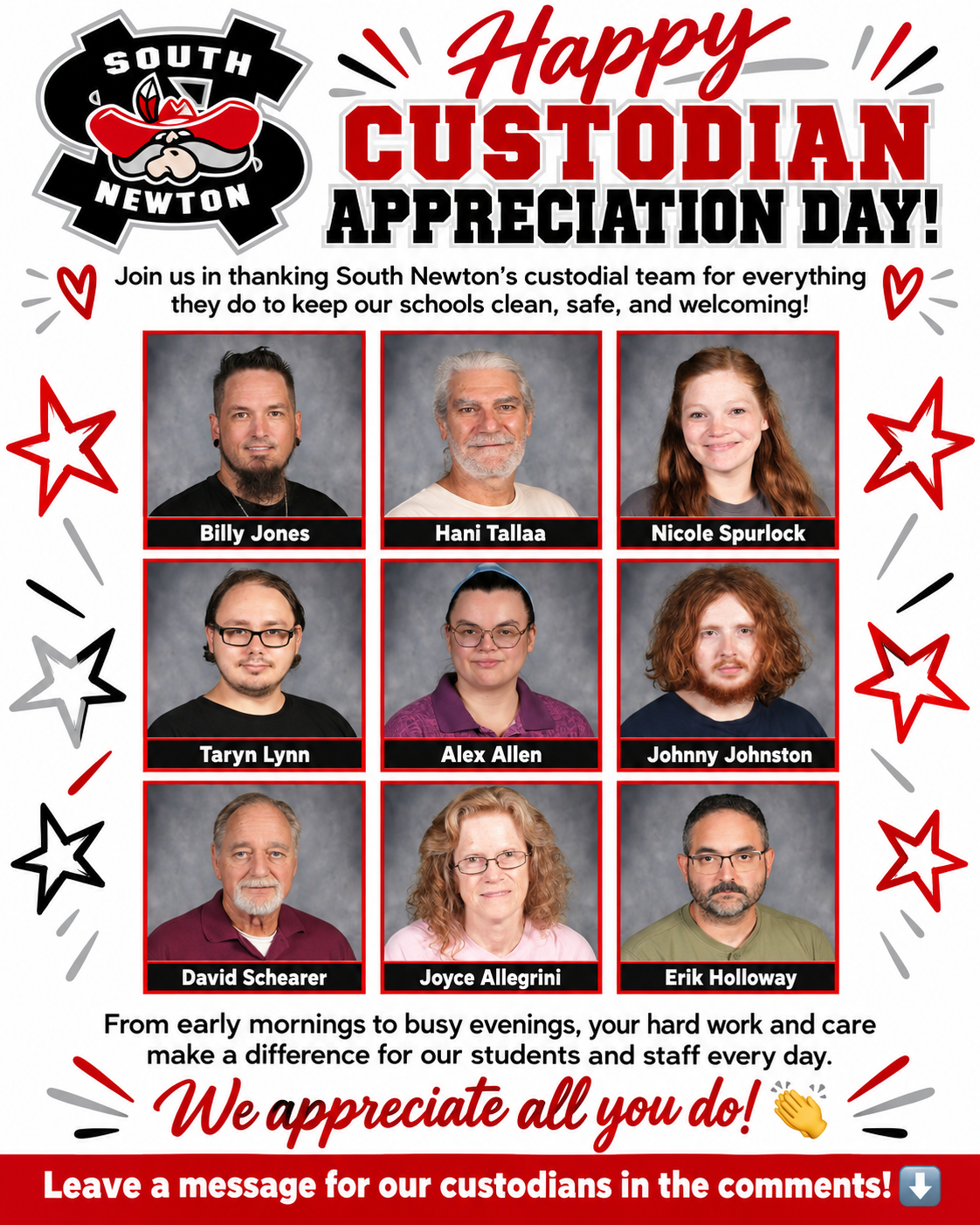 WE APPRECIATE OUR CUSTODIANS!