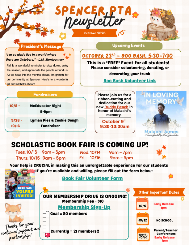 Spencer PTA Newsletter