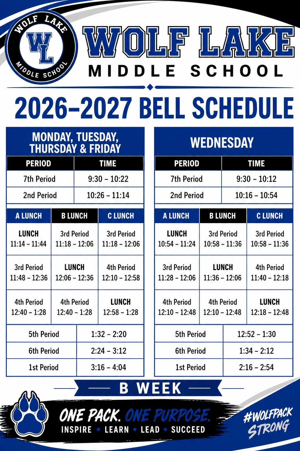 B week schedule
