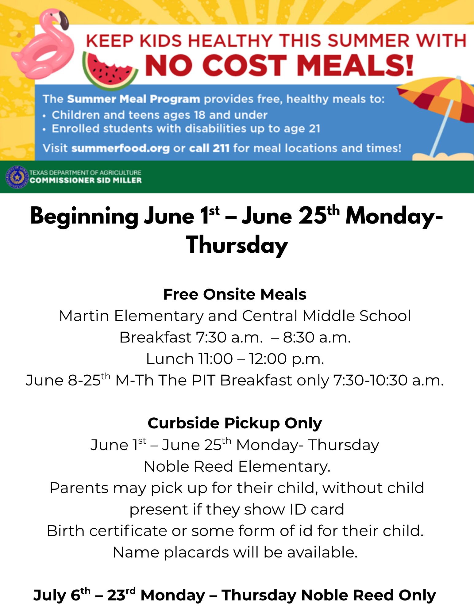 No-Cost Summer Meals Available for Children and Teens