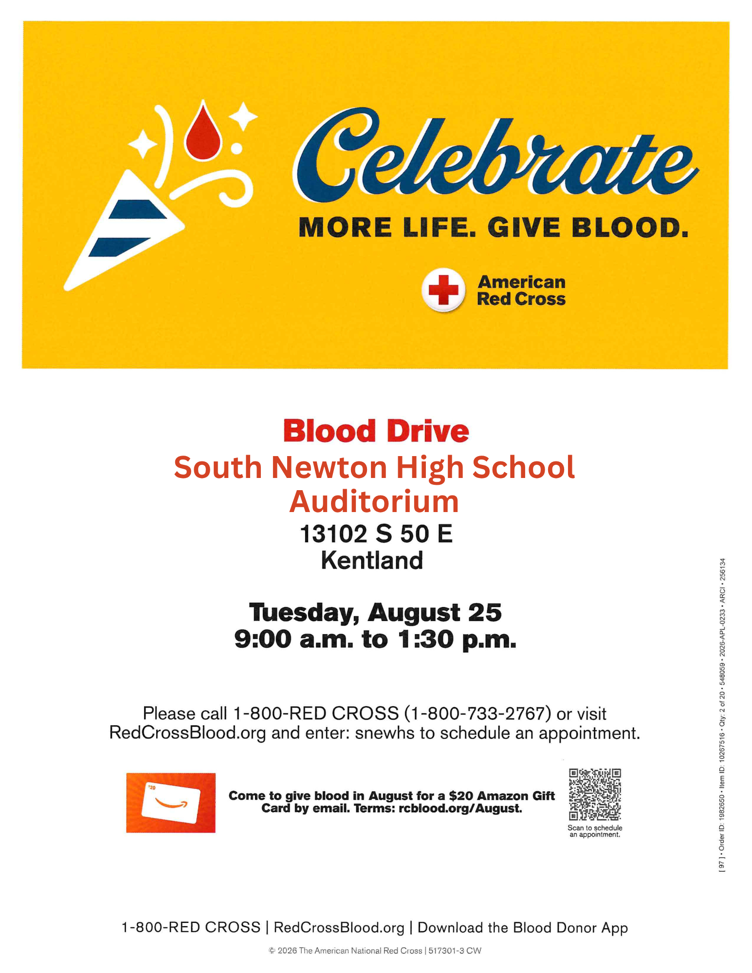 Student Council Blood Drive - Tuesday, August 25