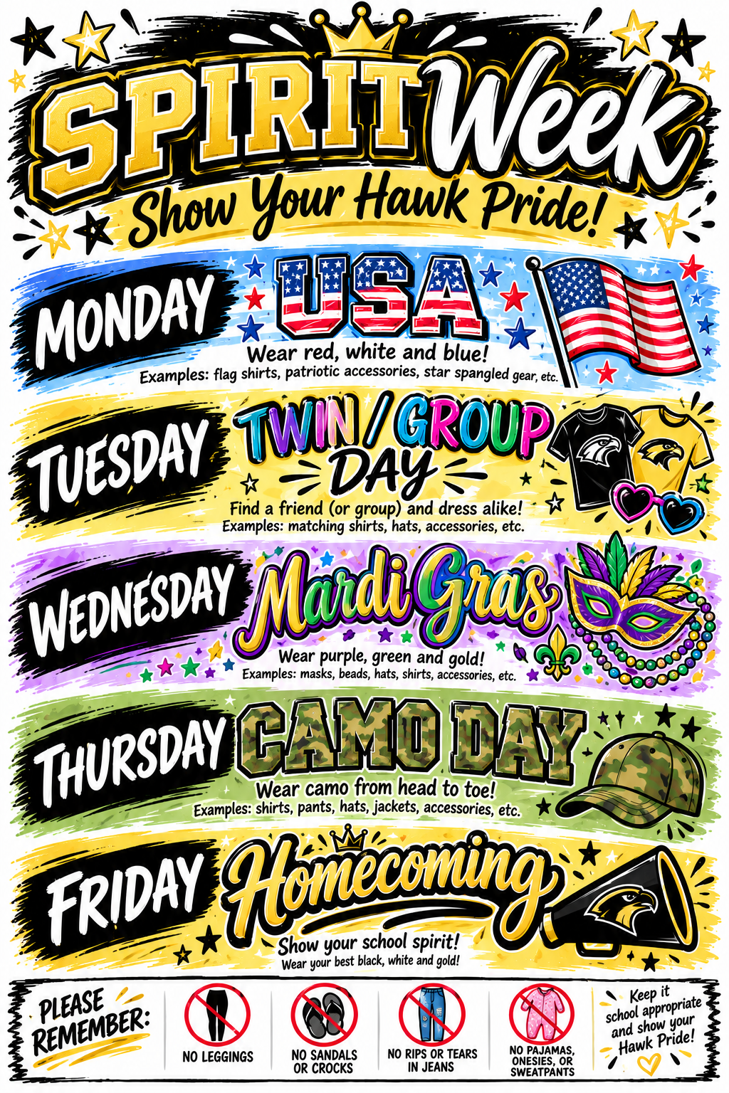 Spirit Week is September 28 - October 2