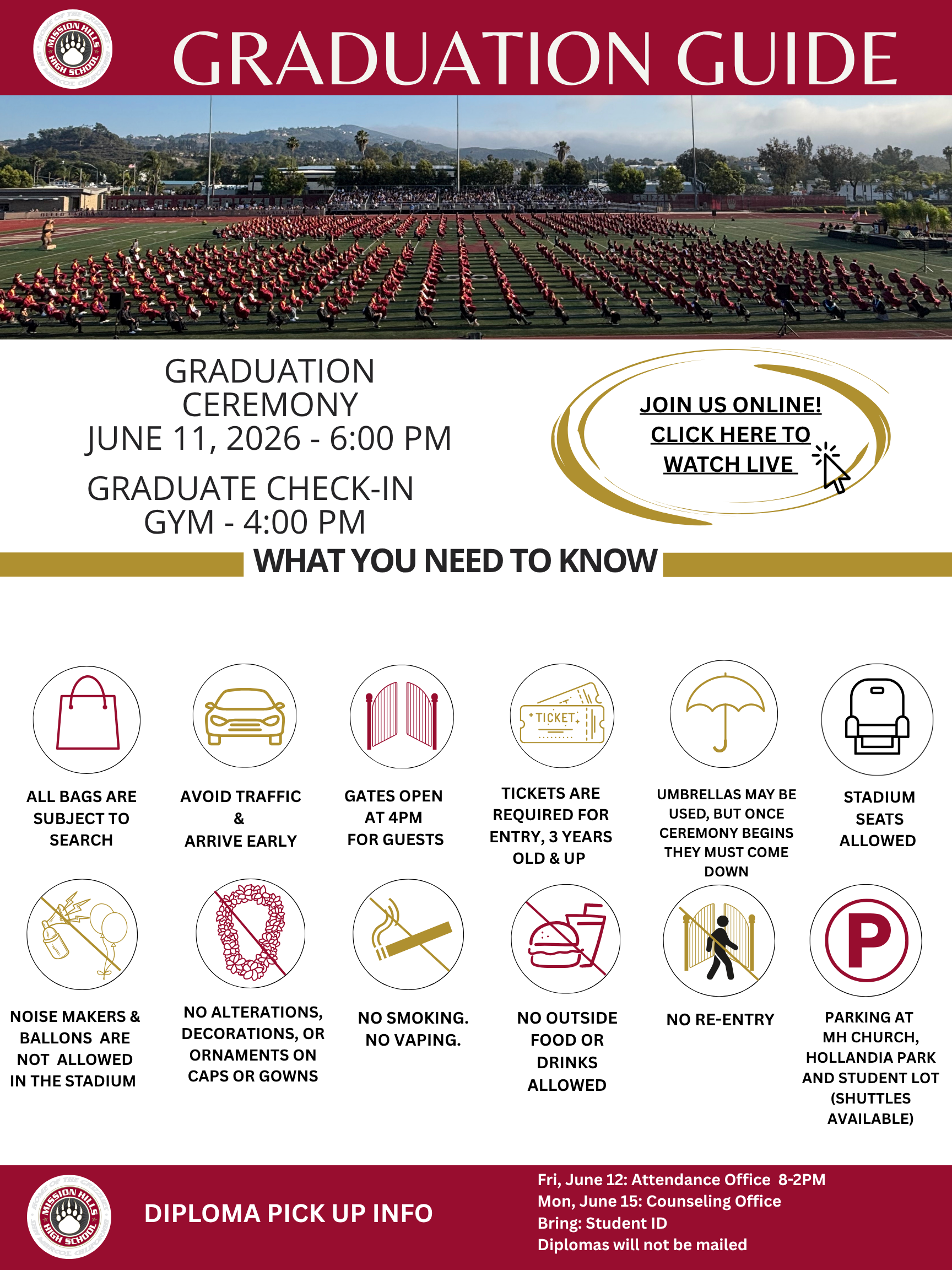 Important Information for Tomorrow's Graduation Ceremony
