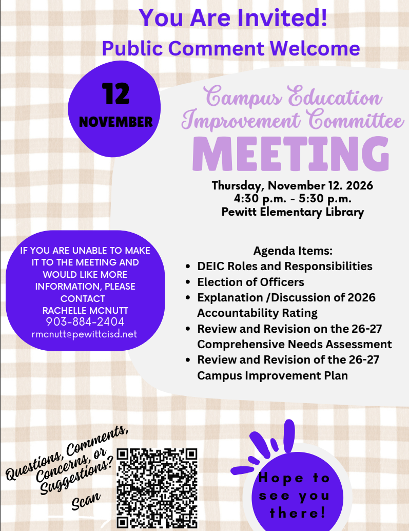 EL, JH, HS Campus Education Improvement Committee November 12th
