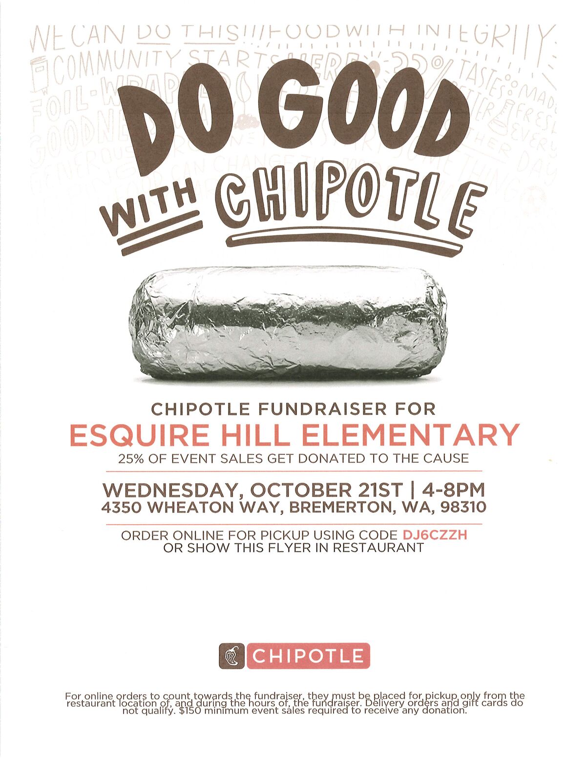 Save the Date, Chipotle Fundraiser