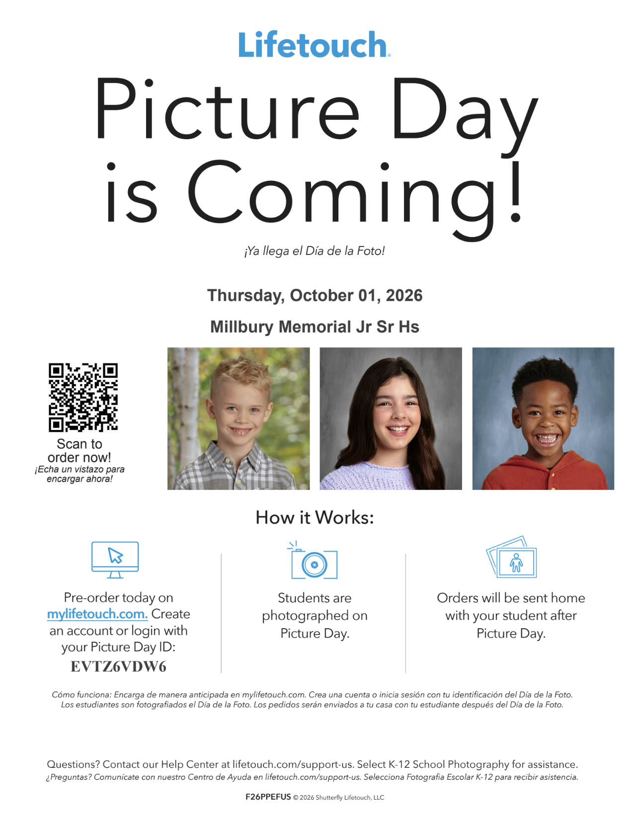 Reminder - School Picture Day Thursday, October 1, 2026