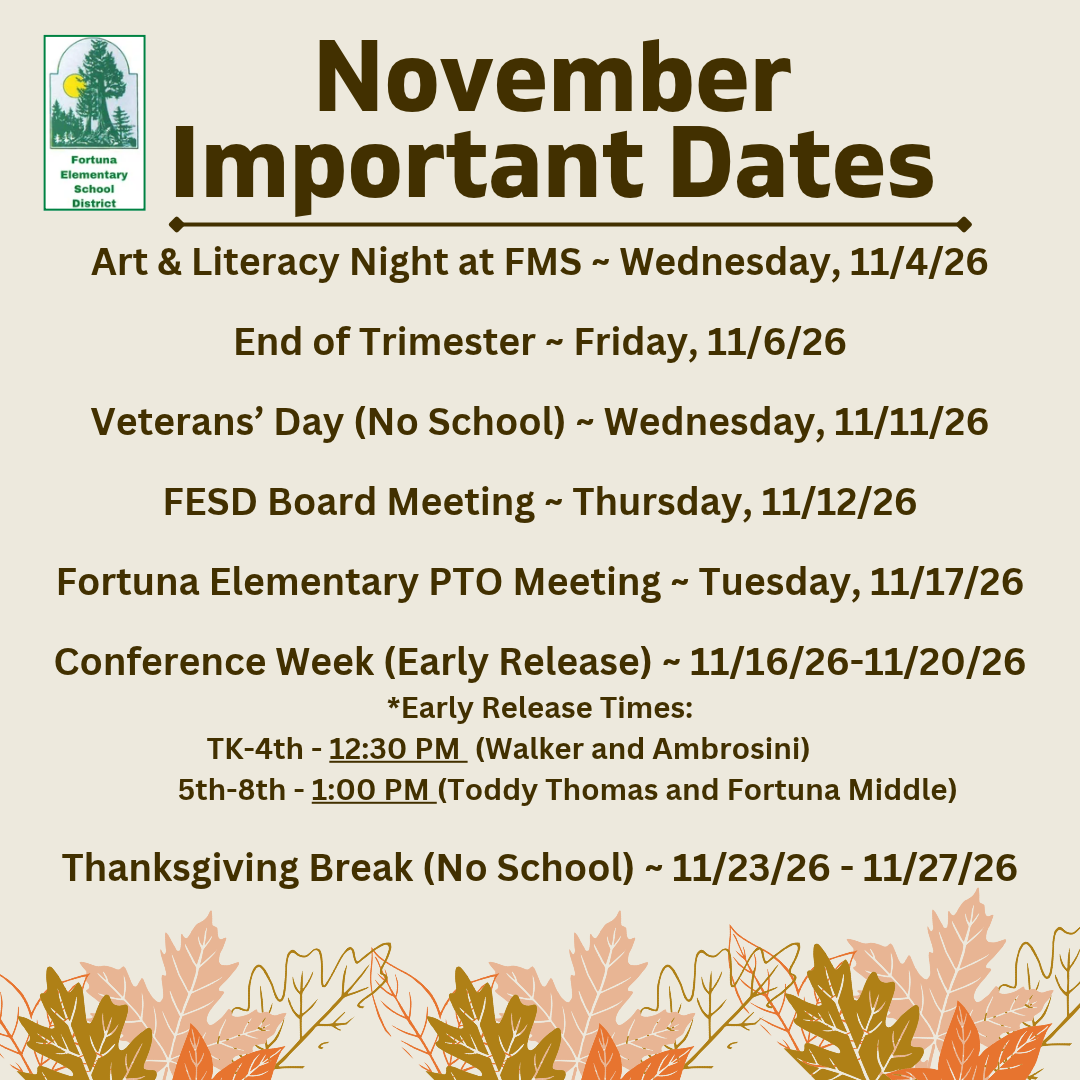 November District Calendar of Events and Menus 🍁