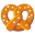 A close-up of a golden-brown pretzel with visible salt crystals.