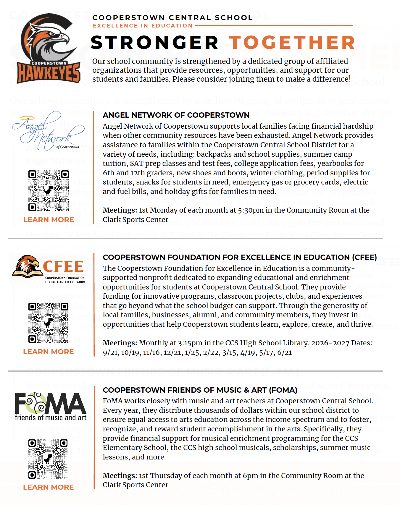 Meet the Cooperstown Central School Affiliated Organizations
