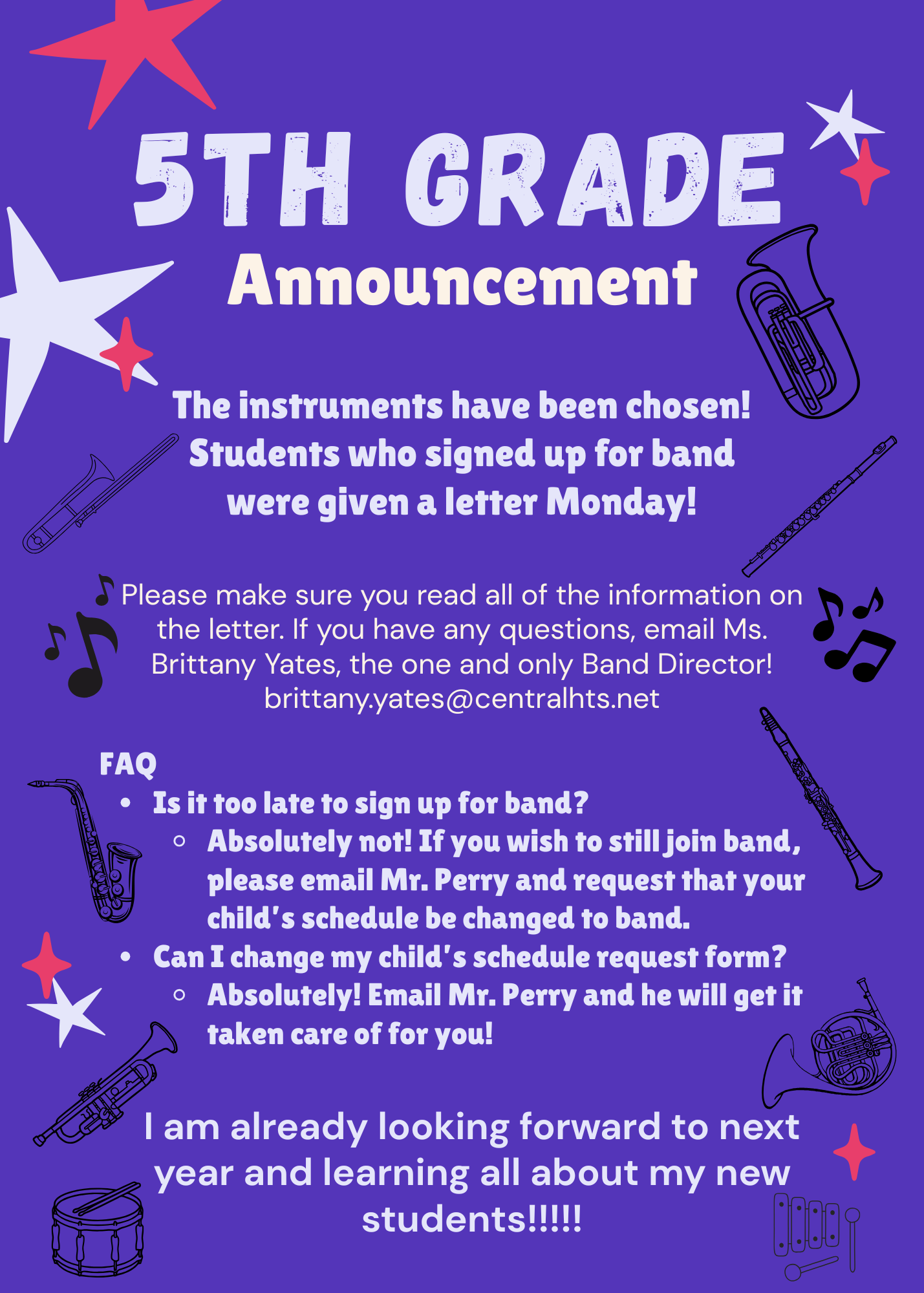 Band Info for Incoming 6th Graders