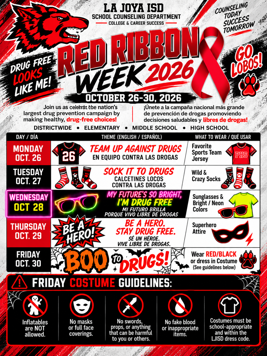 🎃🐺❤️🖤 RED RIBBON WEEK UPDATE: FRIDAY COSTUME GUIDELINES!