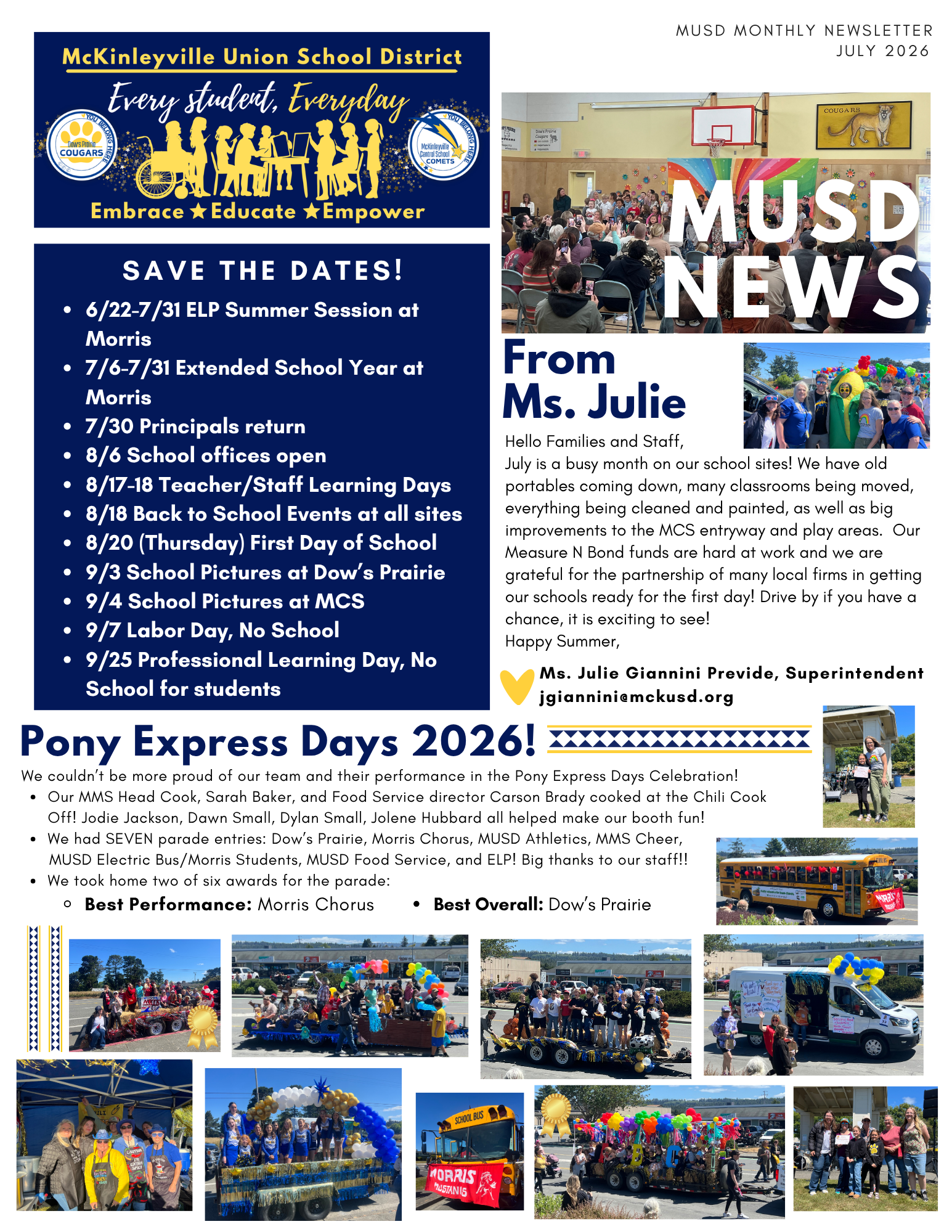 MUSD July 2026 Newsletter