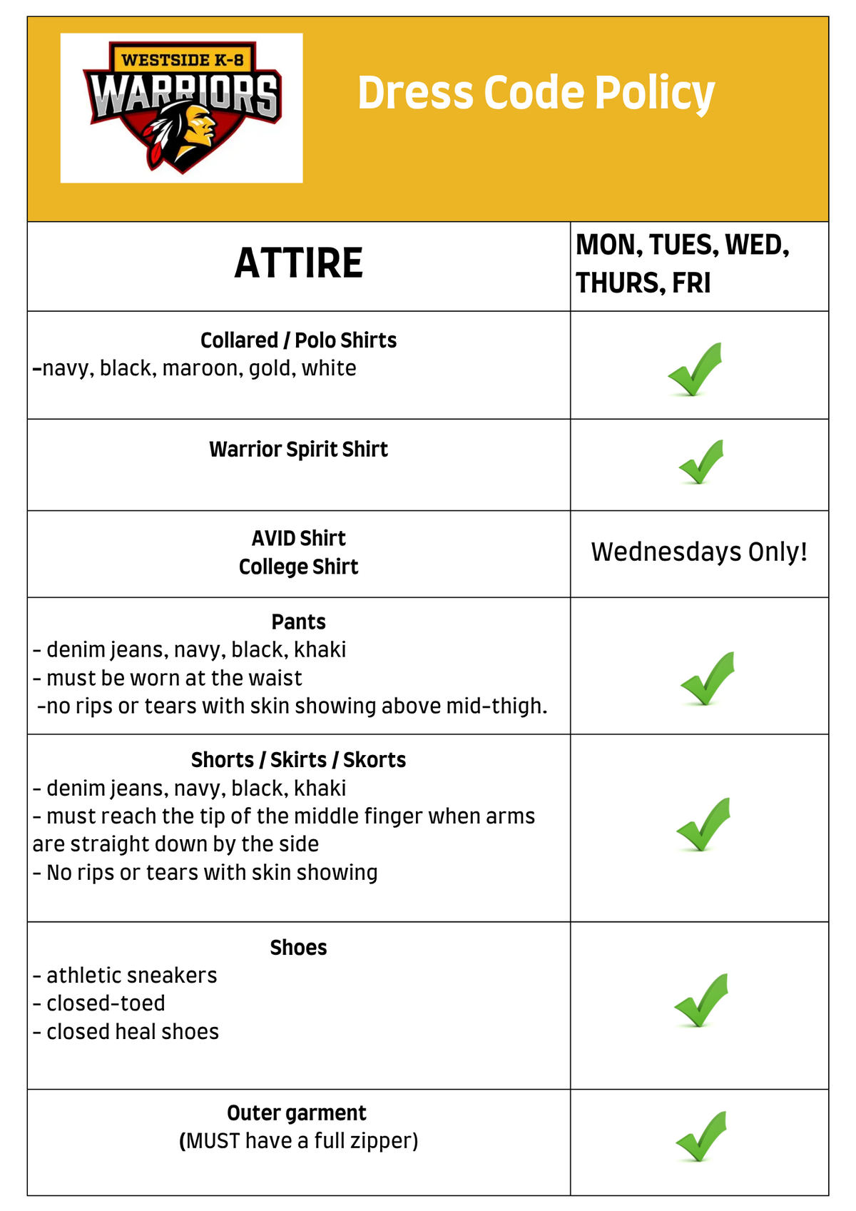 WSK8 Dress Code