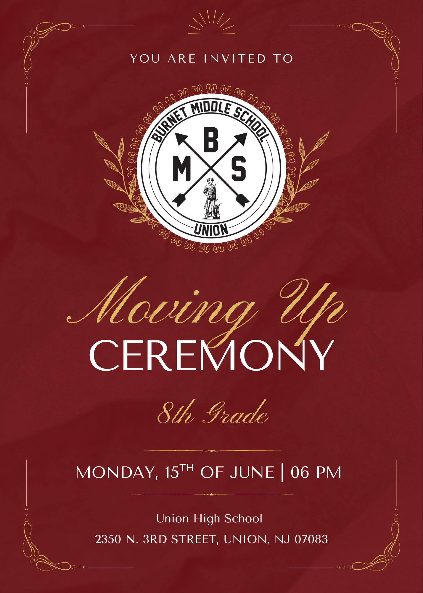 INFORMATION - June 15th – Moving Up Ceremony