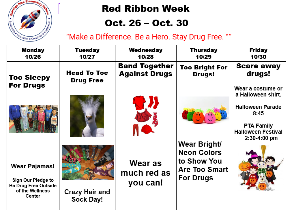 Red Ribbon Week  Oct 26 - Oct 30