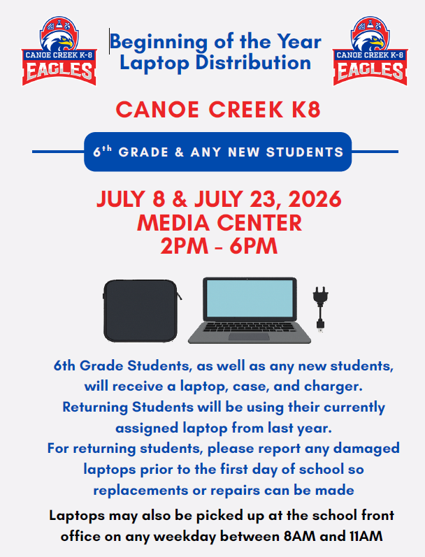 Student Laptop Distribution- Middle School Students Only