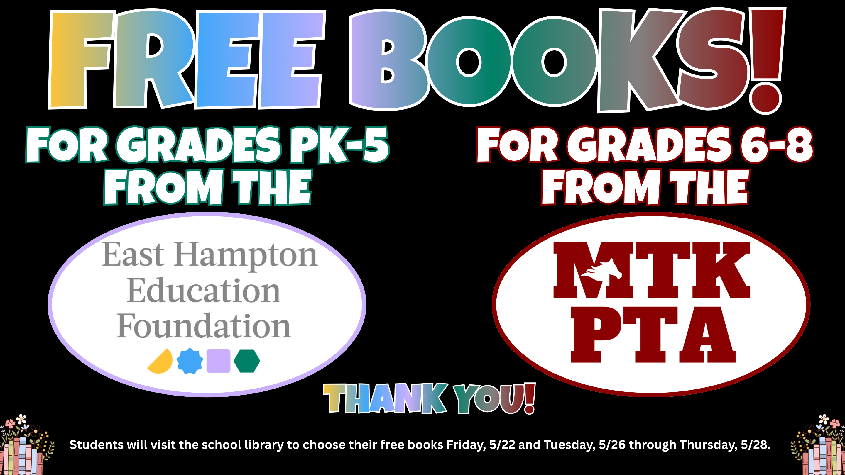 FREE Books for Our Students from EHEF and MTK PTA