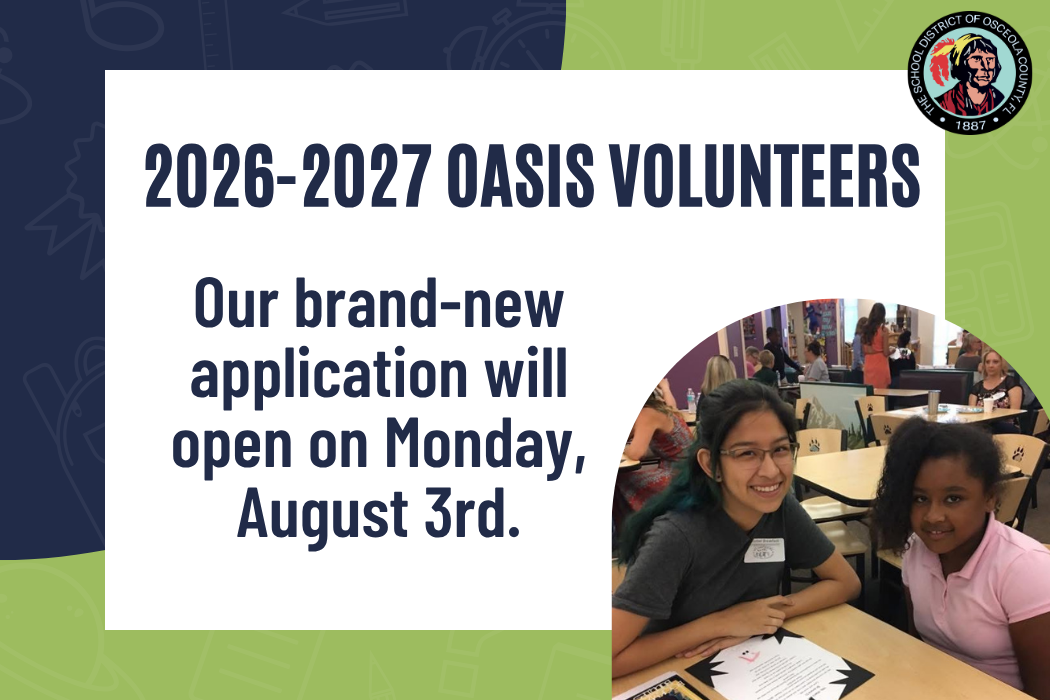 OASIS Volunteer Applications Opening on August 3rd