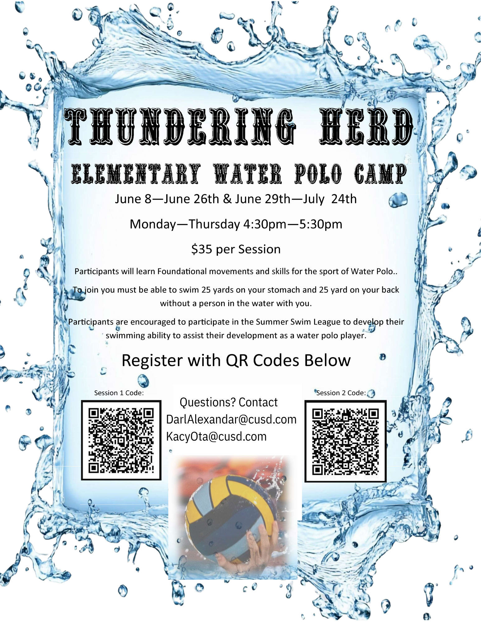 Thundering Herd Waterpolo Camp