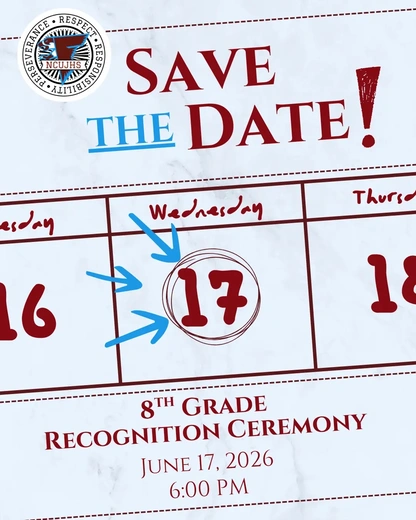  Save the Date: 8th Grade Recognition Ceremony - June 17, 2026