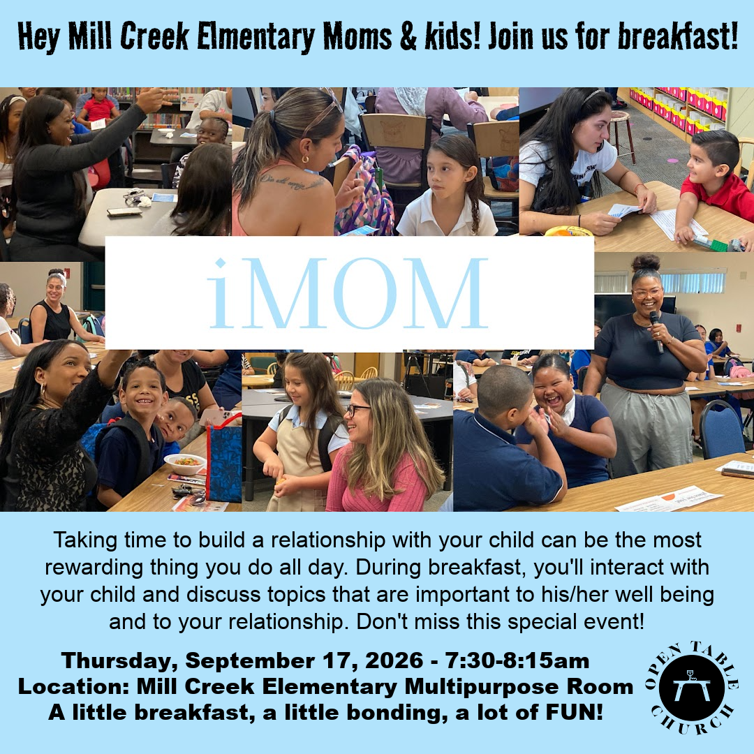 iMOM Breakfast Thursday starting ay 7:30am