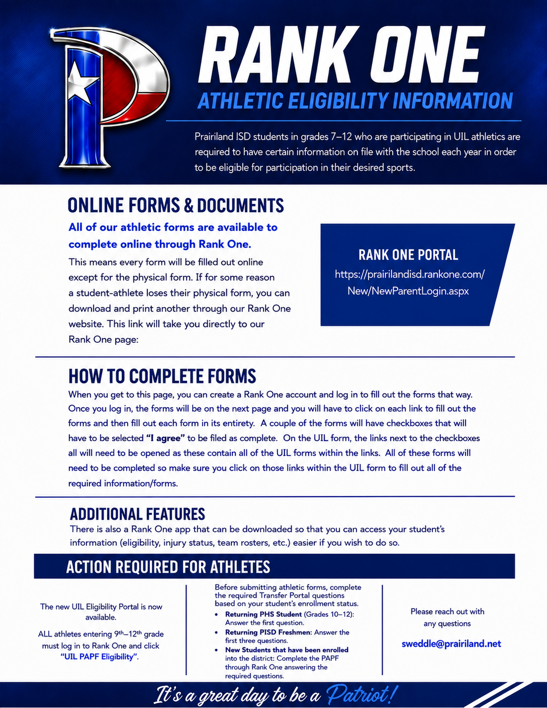 Information for Athletic and Band Participation for Grades 7-12