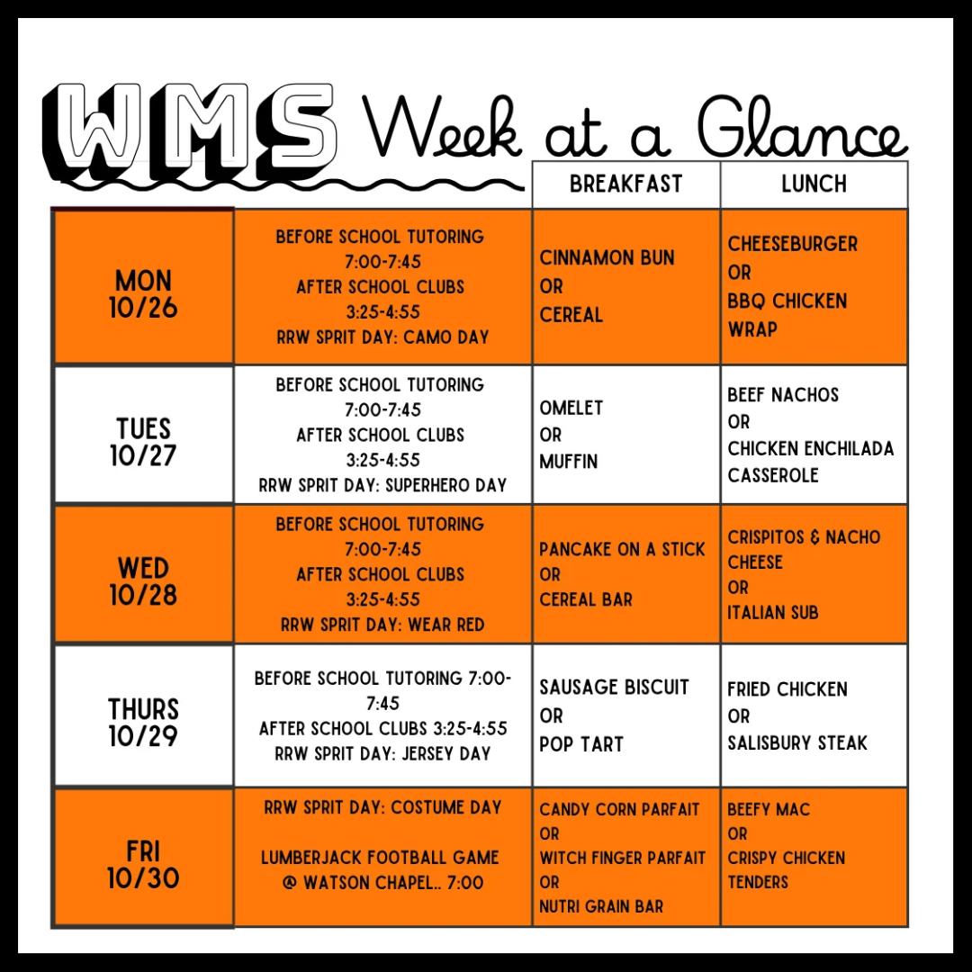 10/26 WMS Week at a Glance