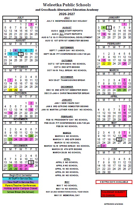 2026-2027 School Calendar