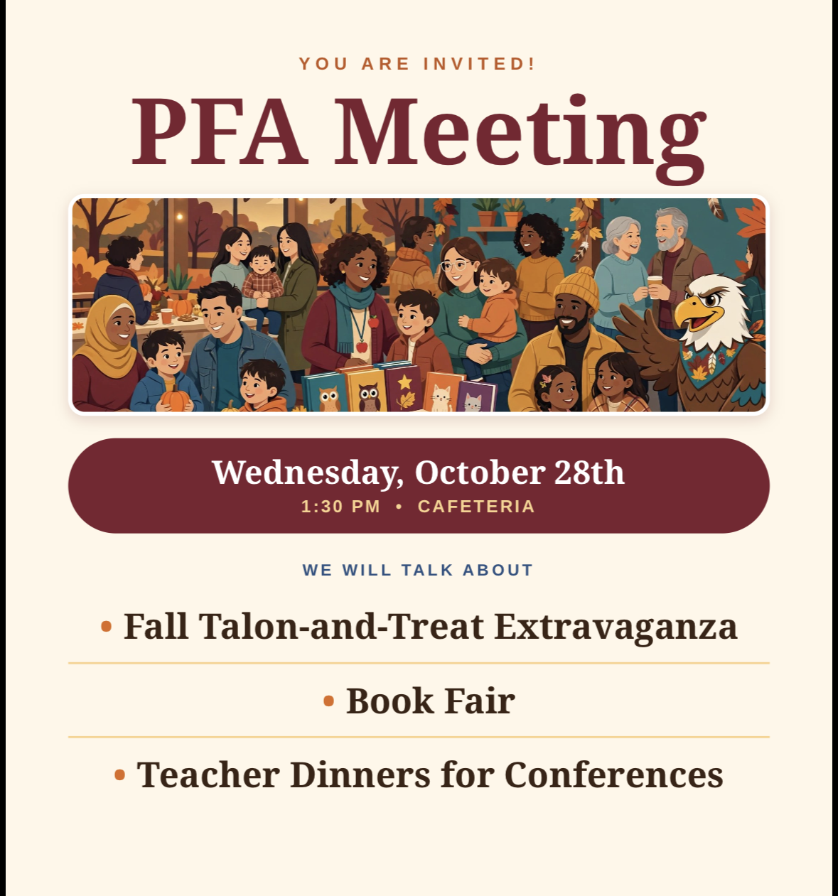 Save the Date!  PFA Meeting 10/28