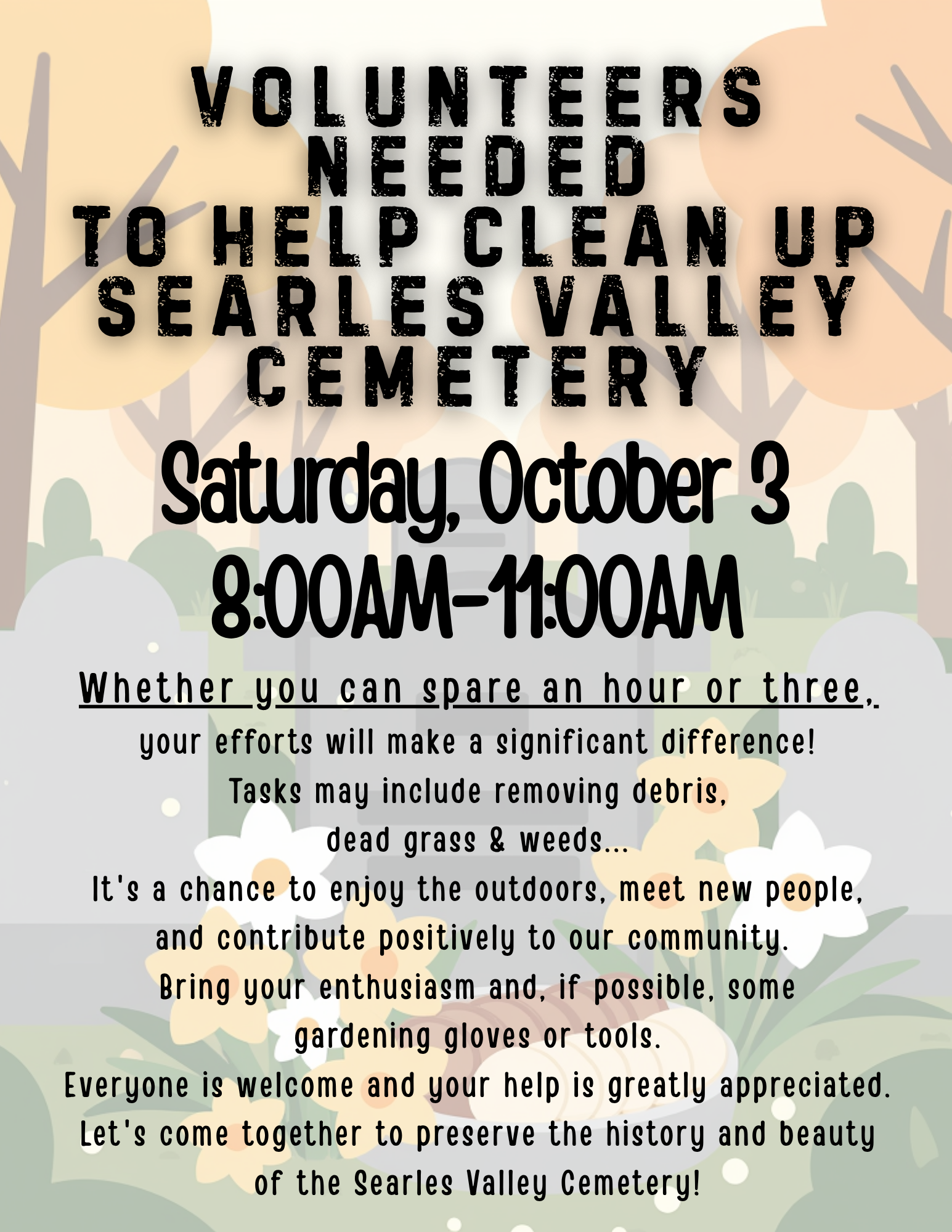 🪦🧹Cemetery Clean-Up this Saturday🧹🪦 