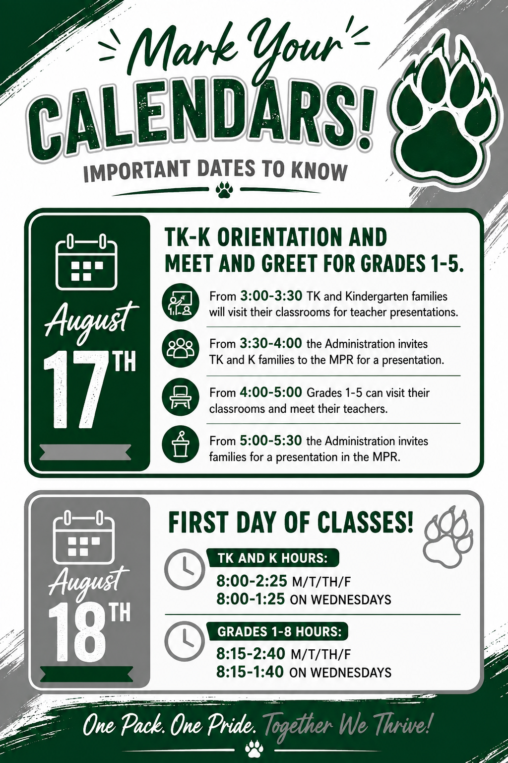 TK- Kinder Orientation & Meet and Greet for Grades 1-5