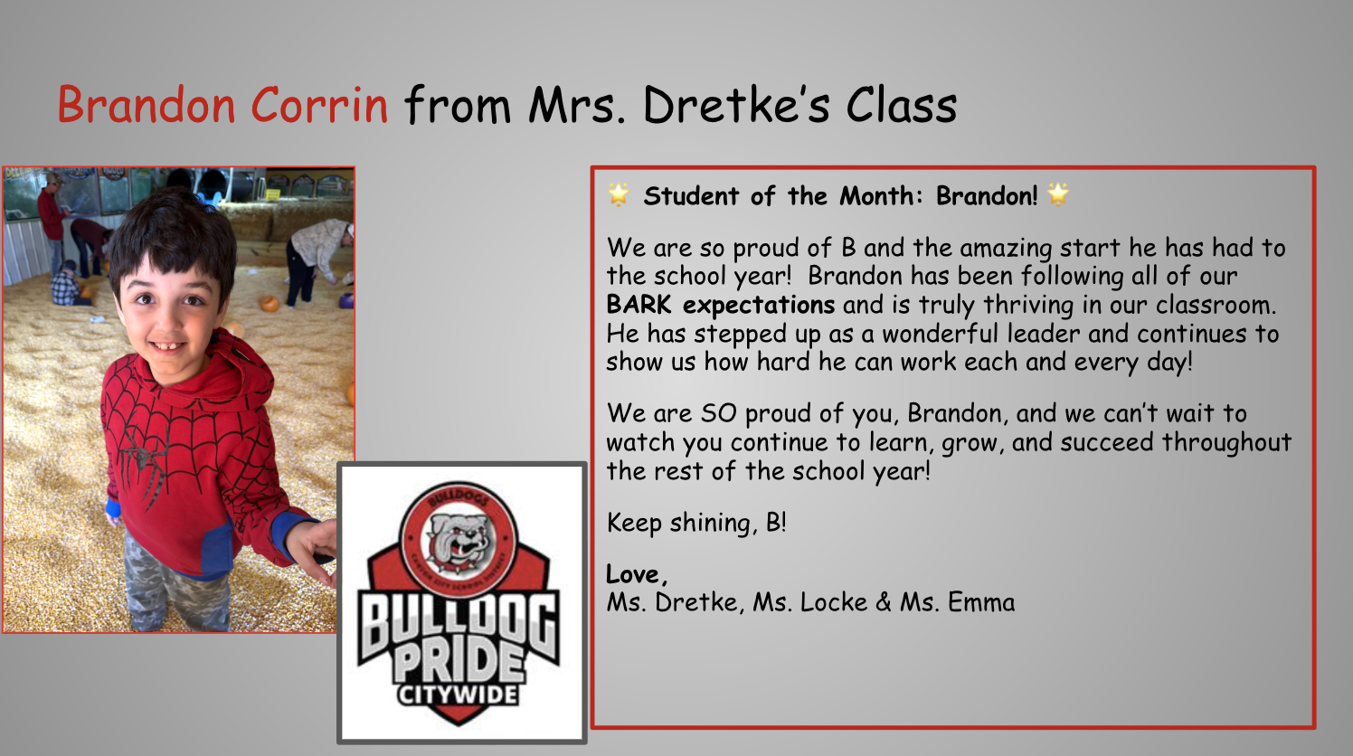 August/September Student of the Month