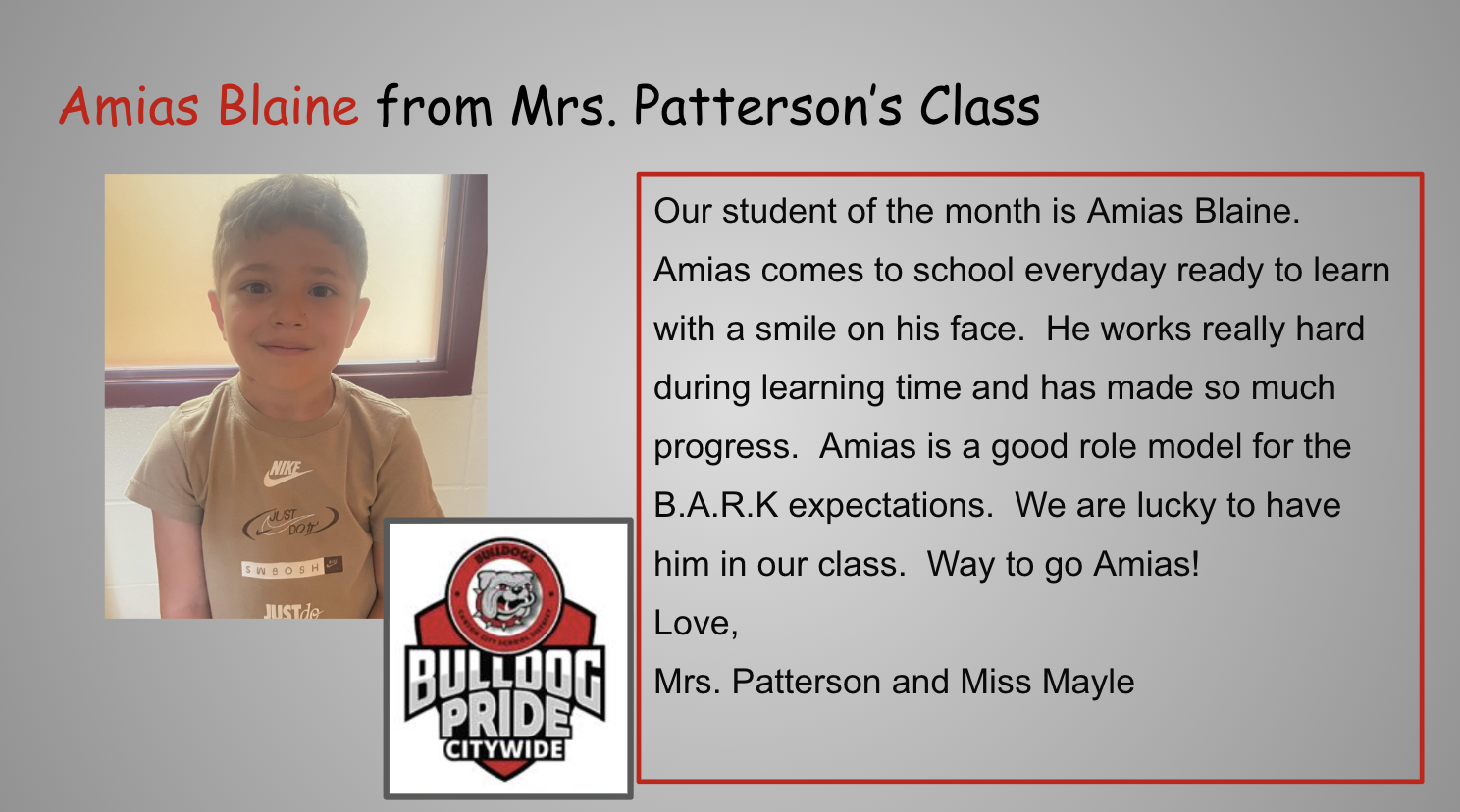 Pictured is Amias Blaine. Mrs. Patterson also wrote some nice things about him.