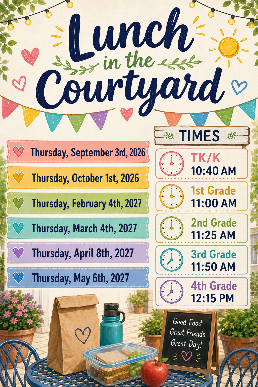MARK YOUR CALENDARS! LUNCH IN THE COURTYARD DATES!