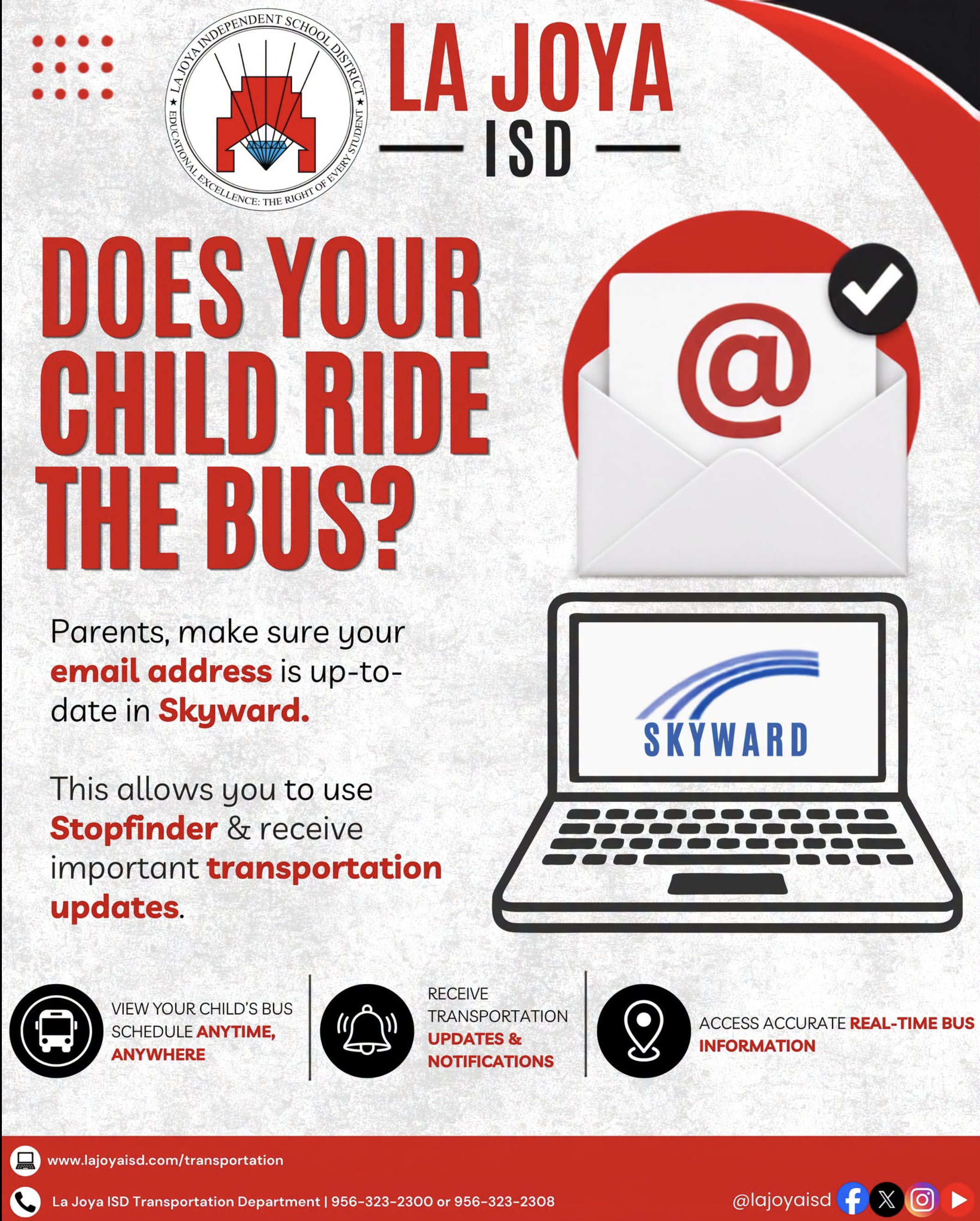 🚌📲 Attention La Joya ISD Bus Rider Families!
