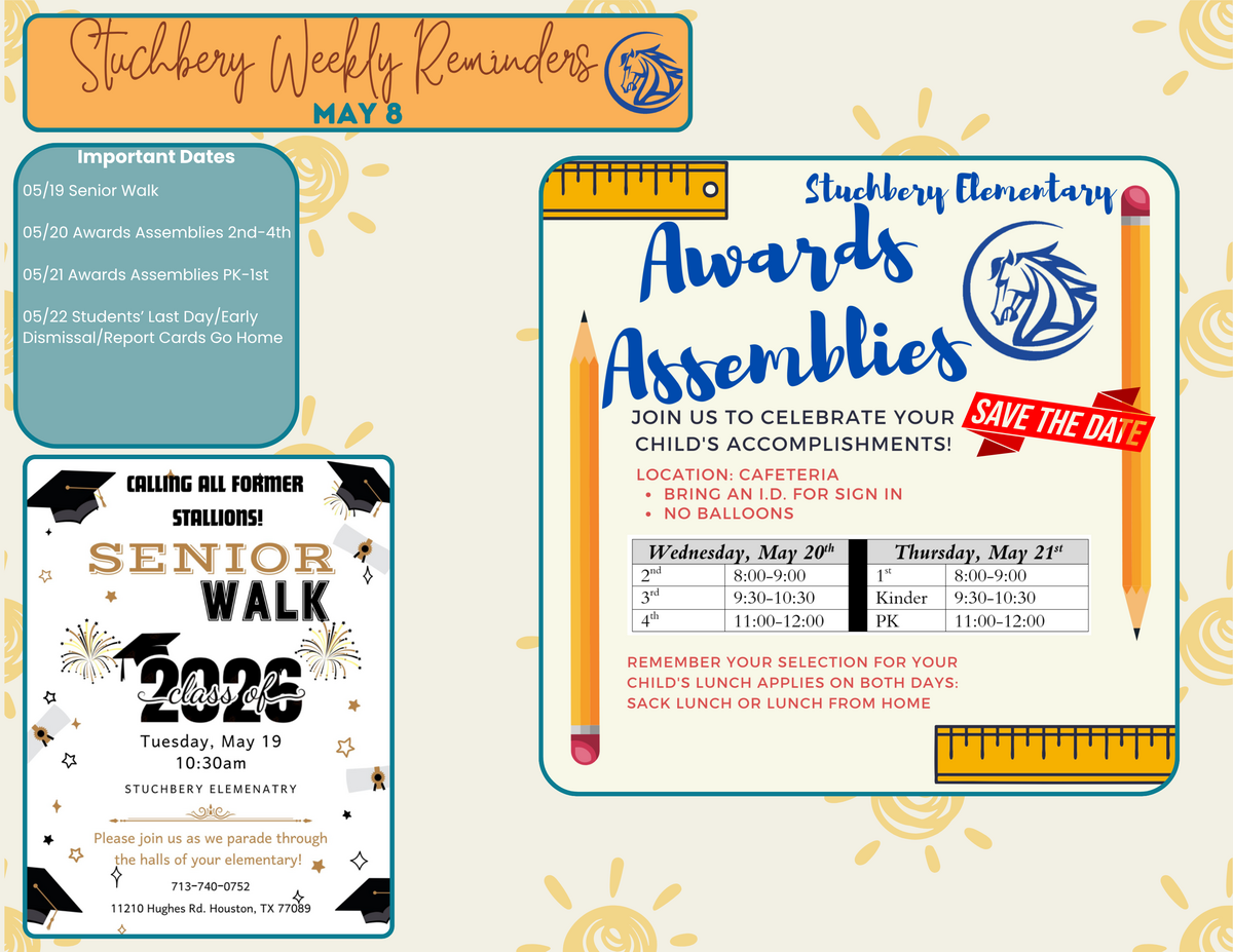 Weekly Reminders May 8