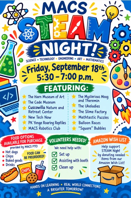 🔬Upcoming STEAM Night Information 🧮
