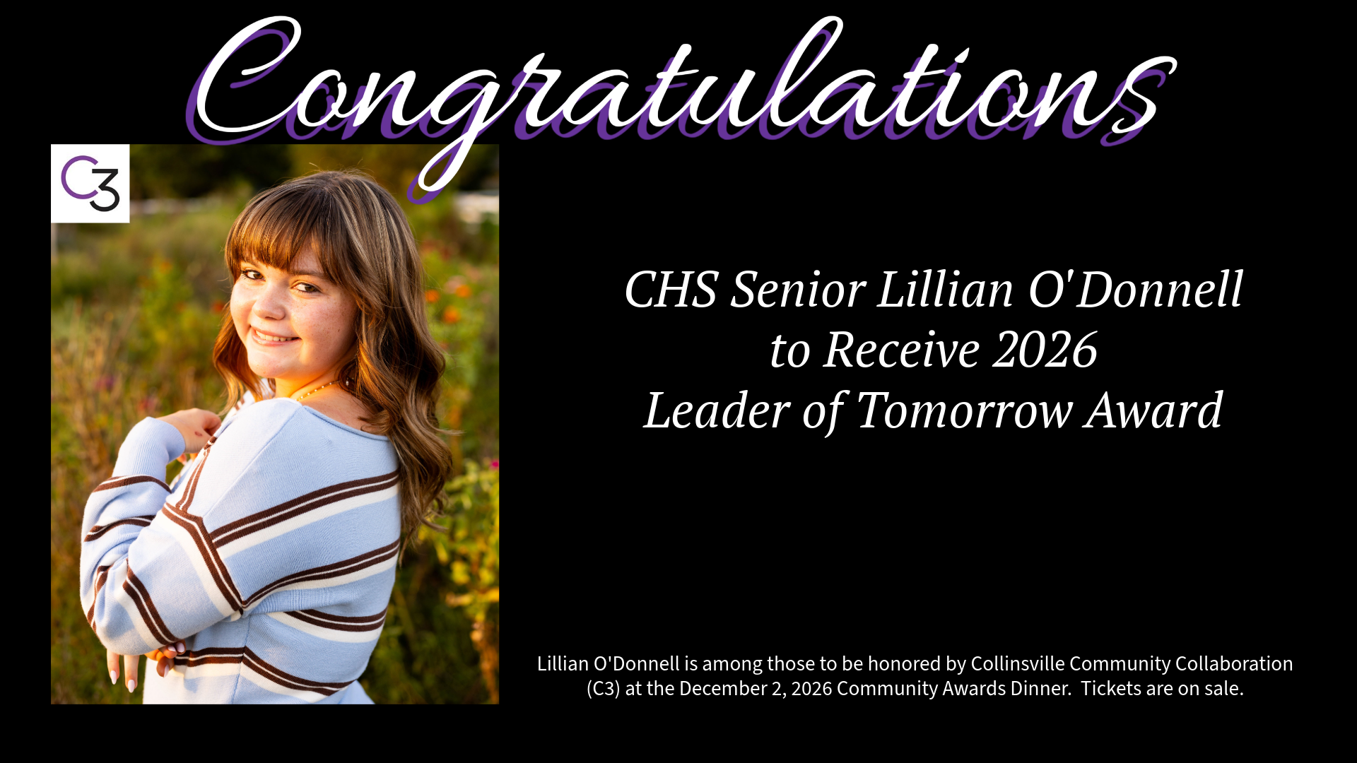 CHS Senior Lillian O’Donnell Named 2026 C3 Leader of Tomorrow
