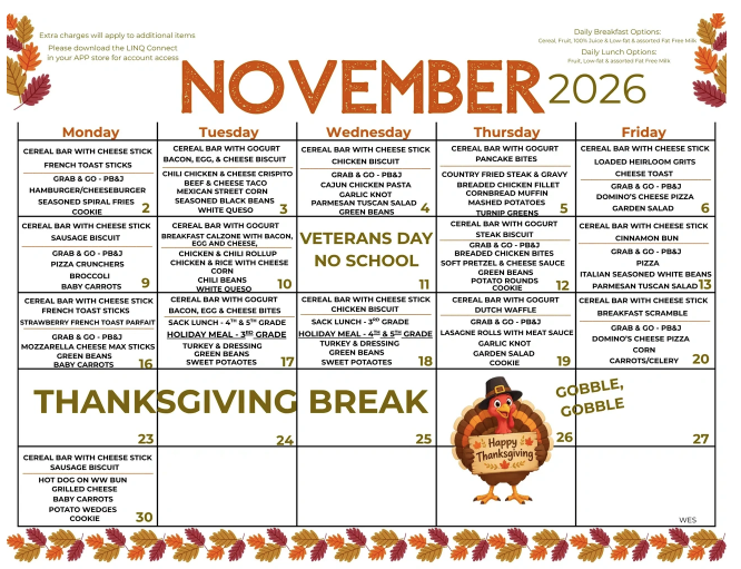 November Lunch Menu